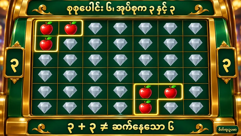 တန်းခြောက်တန်းနှင့် ကော်လံခုနစ်ခုပါ နမူနာကွက်တွင် ပန်းသီးသုံးခုစီ၏ သီးခြားအုပ်စုနှစ်ခု